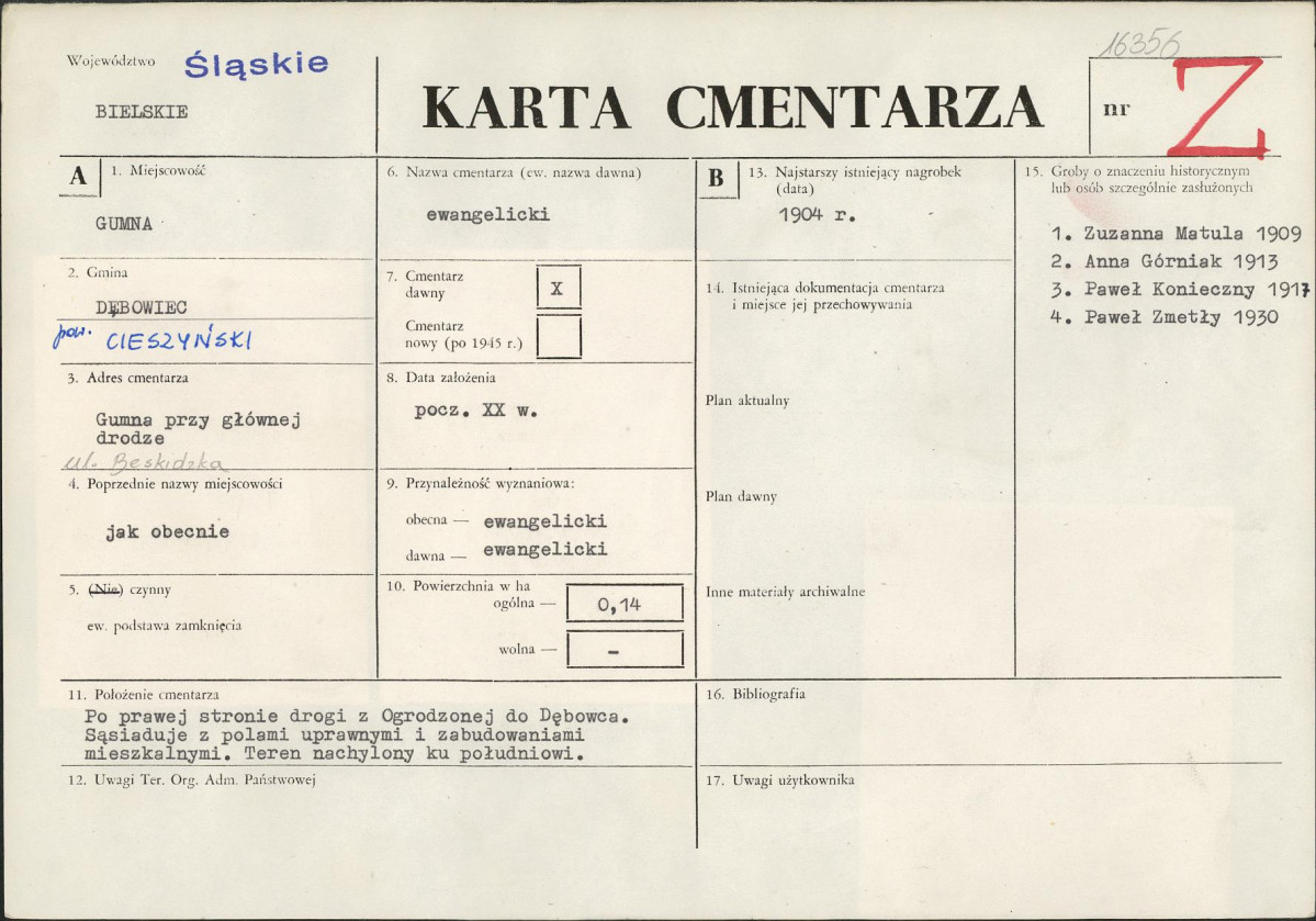 Karta cmentarza, skan nr 1