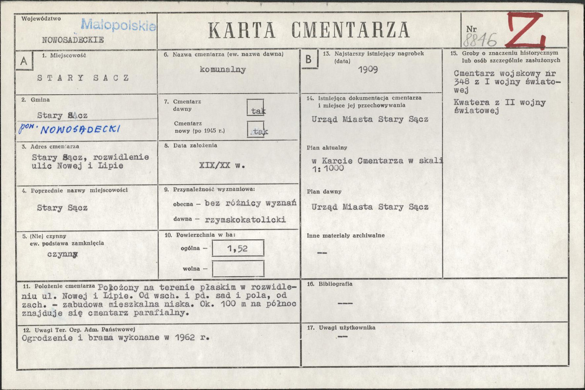 Karta cmentarza, skan nr 1