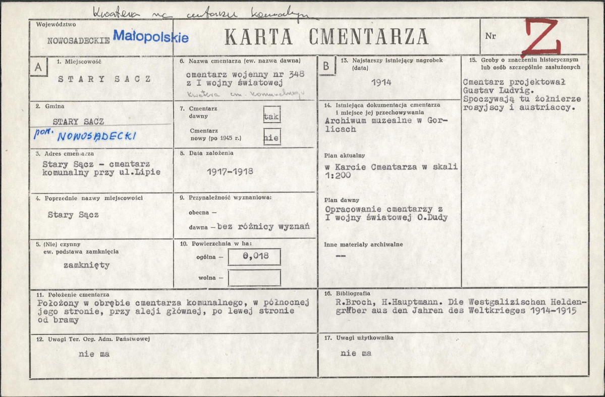 Karta cmentarza, skan nr 1