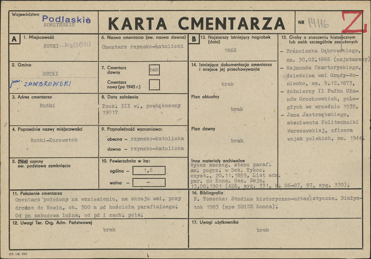 Karta cmentarza, skan nr 1