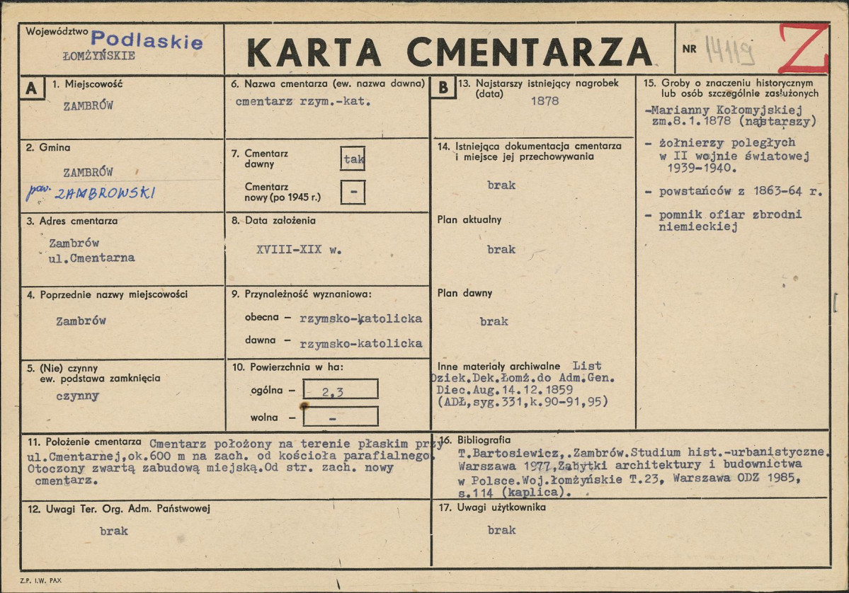 Karta cmentarza, skan nr 1