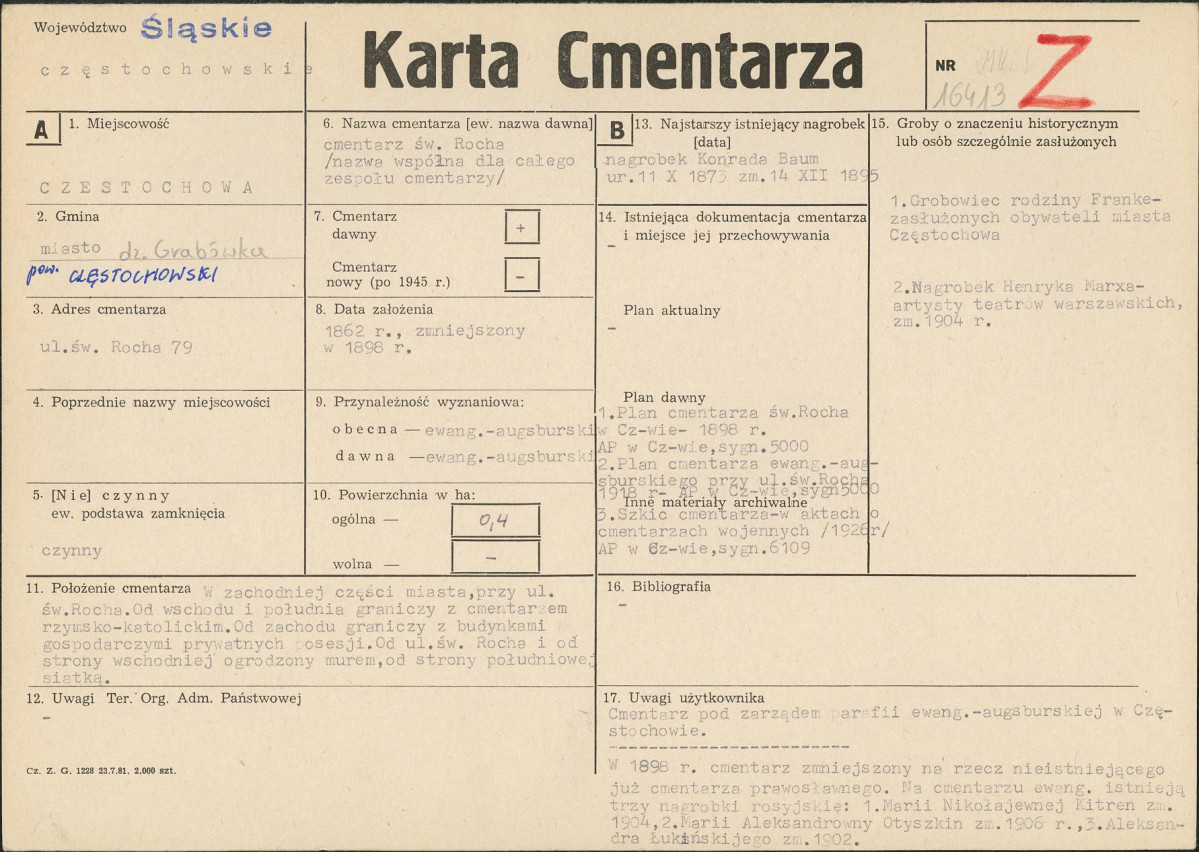 Karta cmentarza, skan nr 1