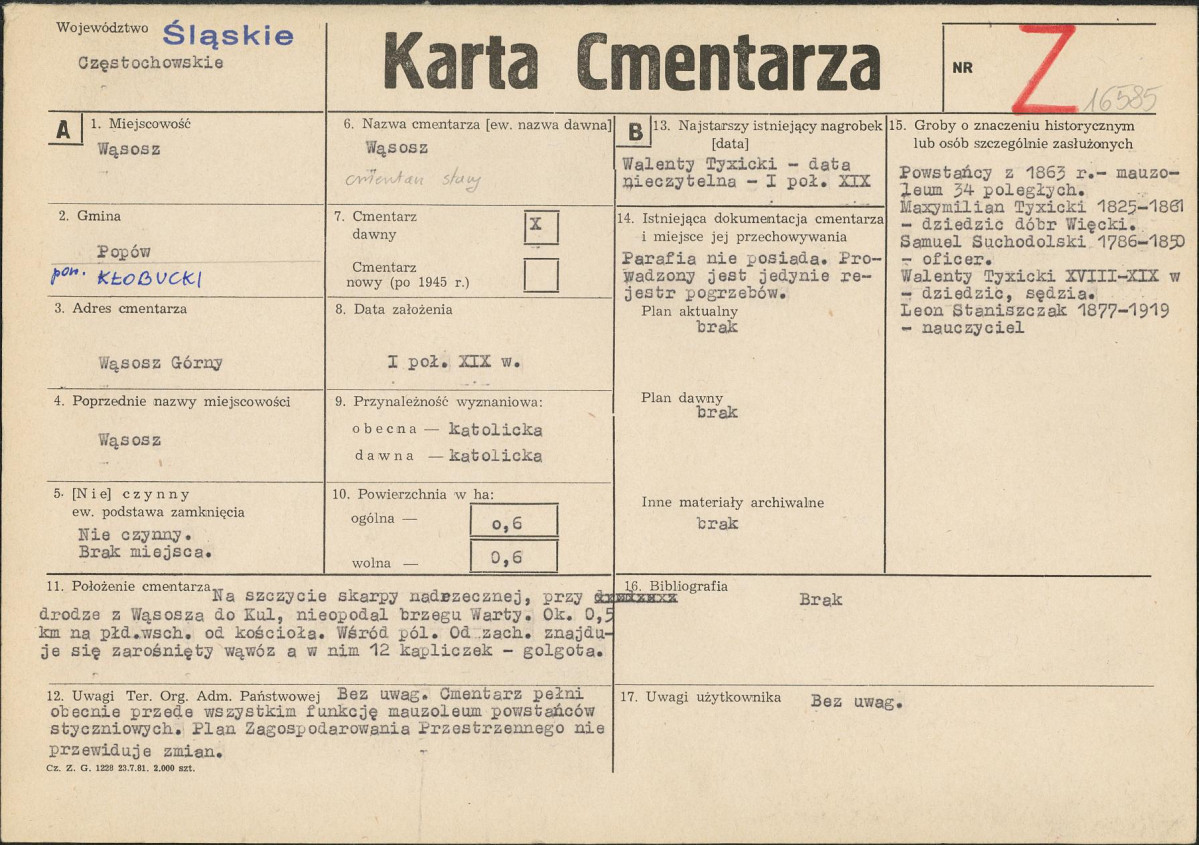KC - Karta cmentarza, skan nr 1