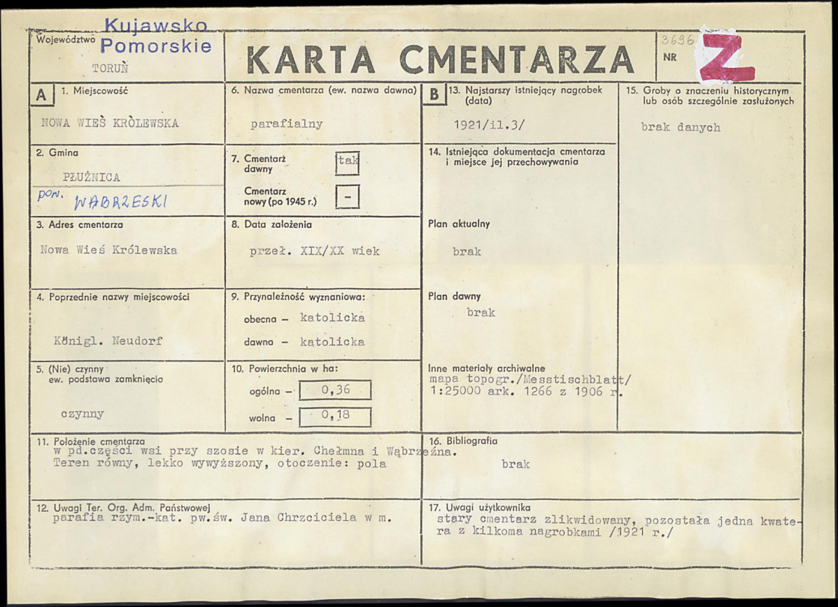 KC - Karta cmentarza, skan nr 1