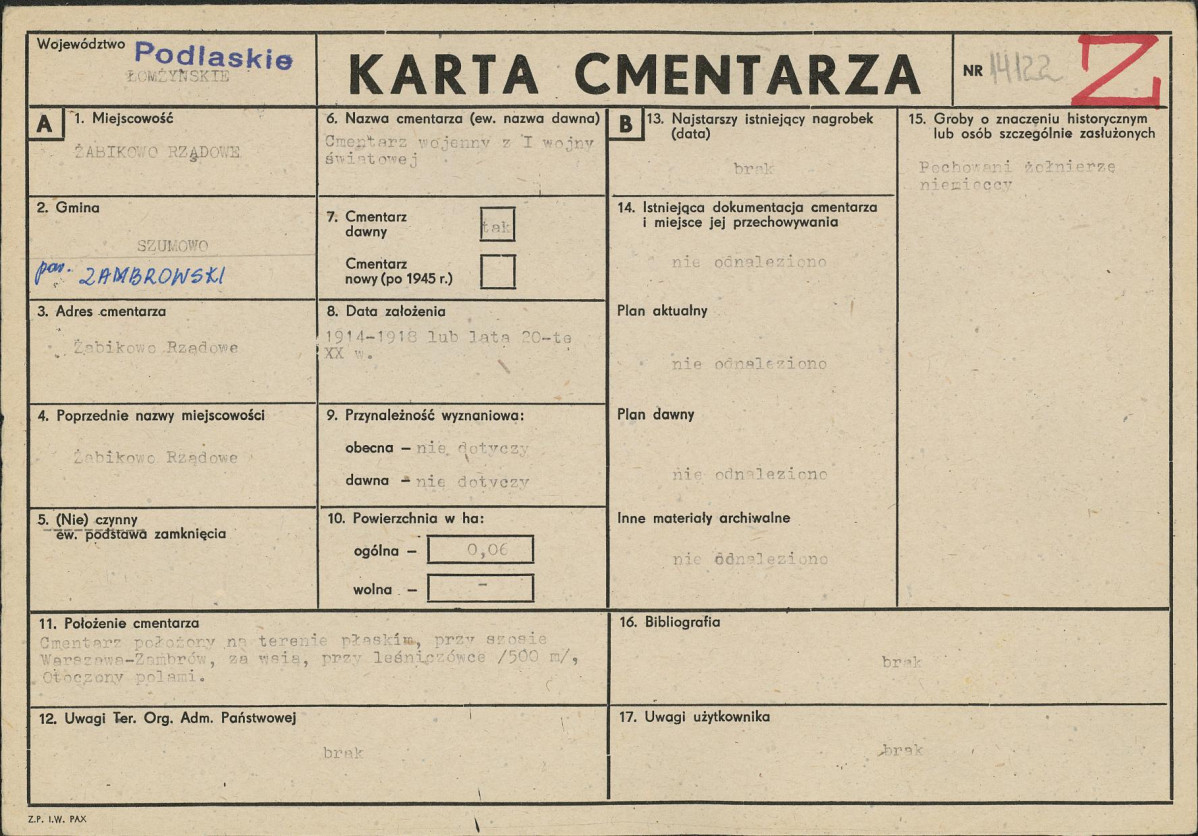 Karta cmentarza, skan nr 1