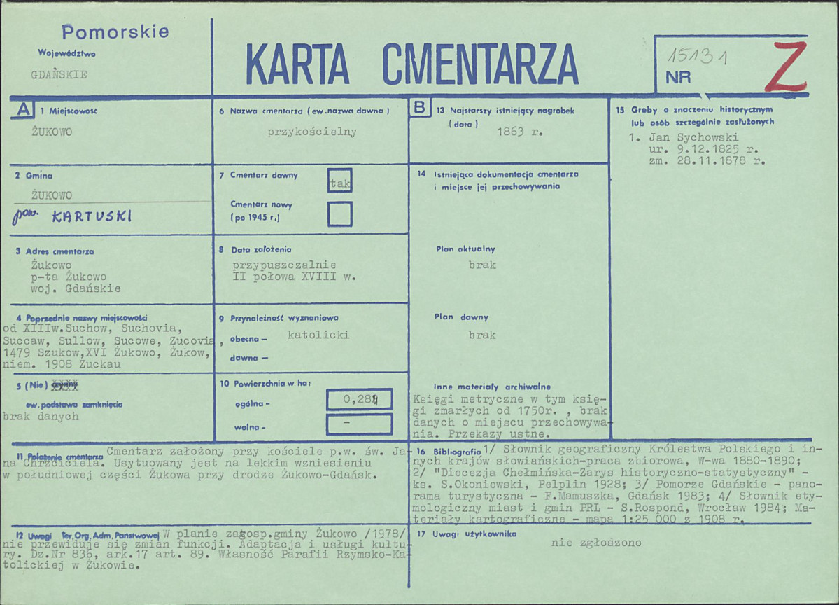 KC - Karta cmentarza, skan nr 1