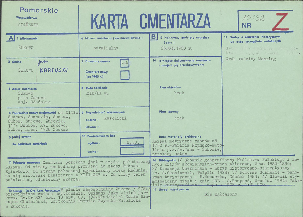 KC - Karta cmentarza, skan nr 1