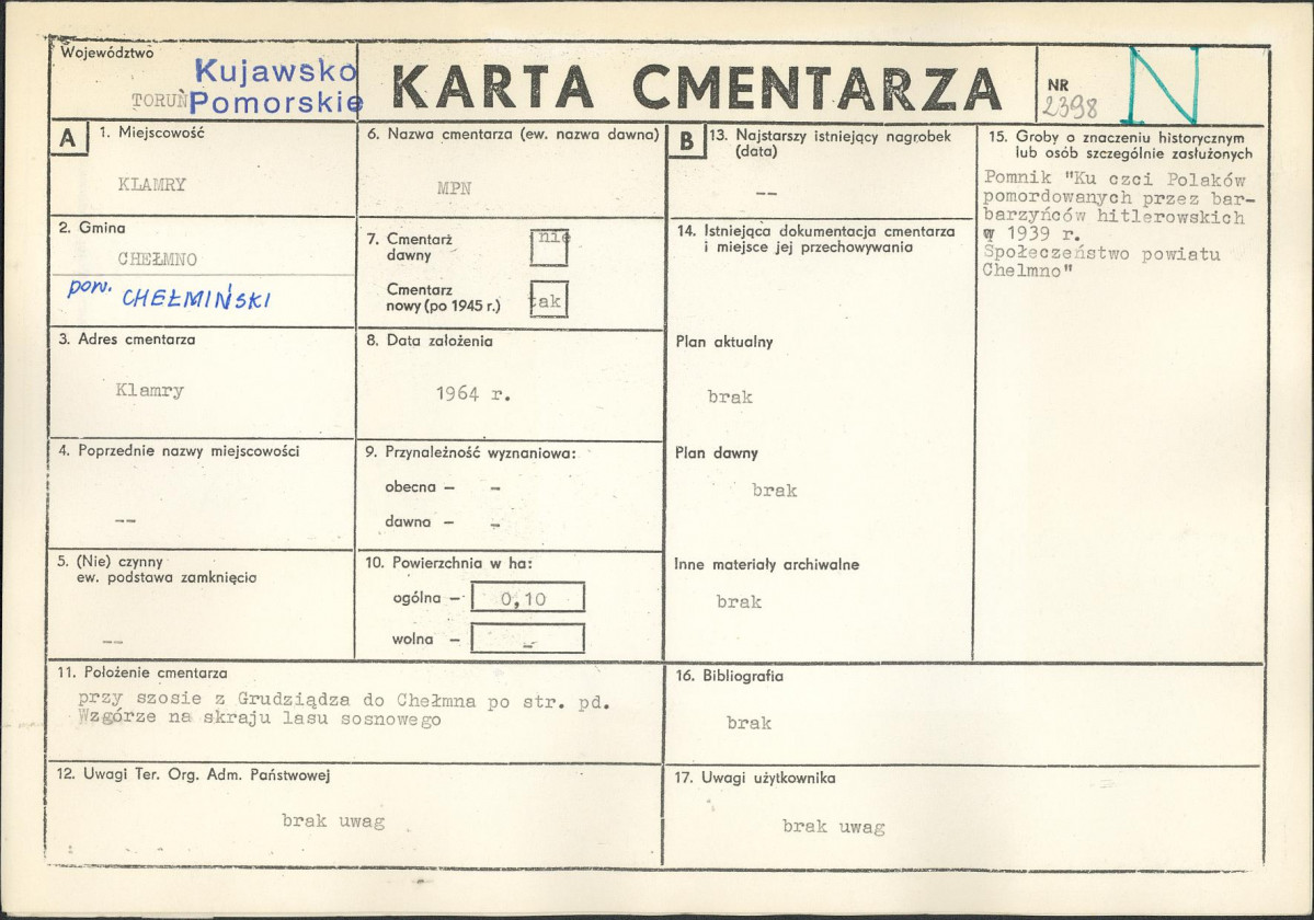 KC - Karta cmentarza, skan nr 1