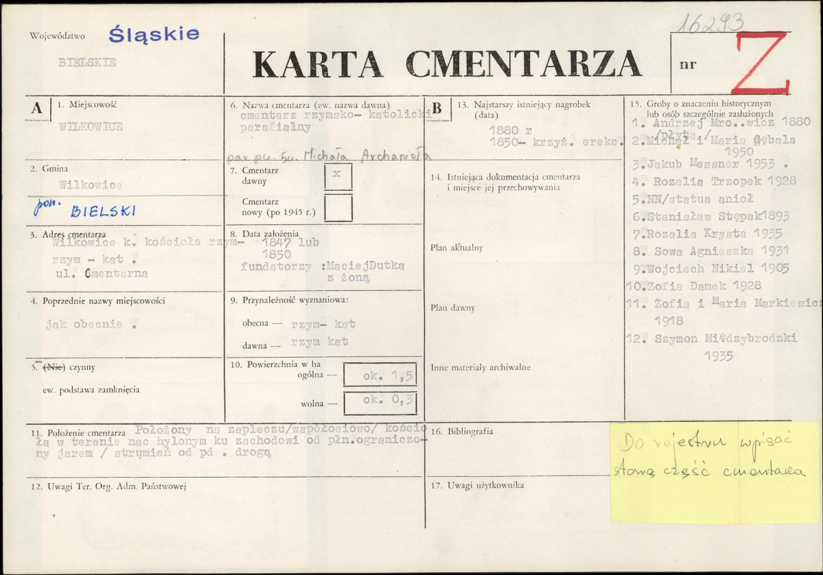 Karta cmentarza, skan nr 1