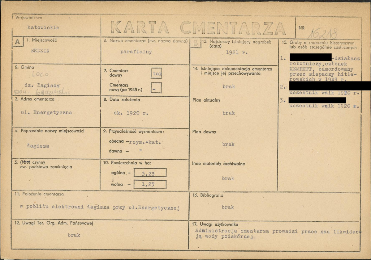 KC - Karta cmentarza, skan nr 1