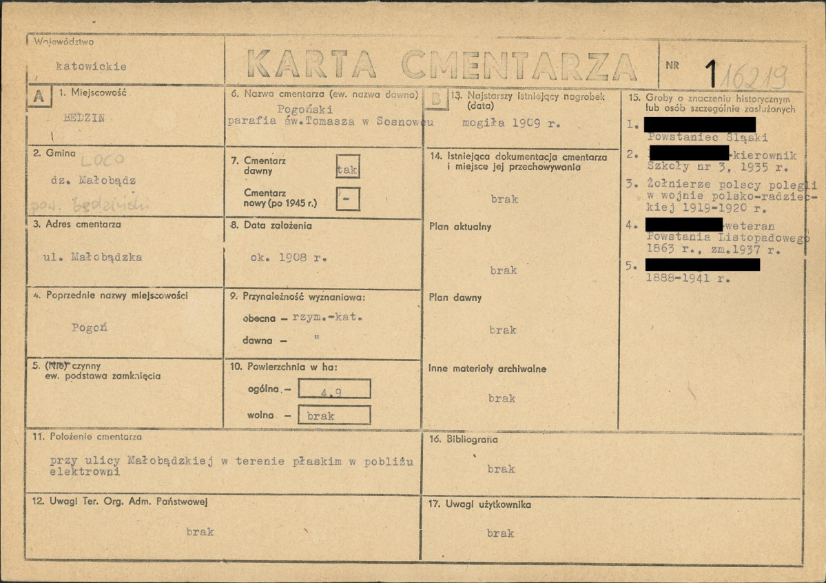 KC - Karta cmentarza, skan nr 1