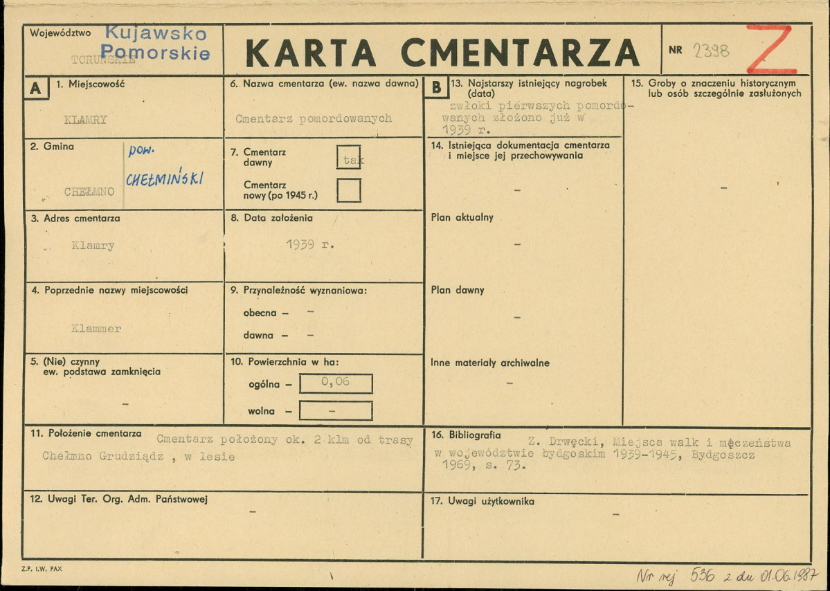 KC - Karta cmentarza, skan nr 1