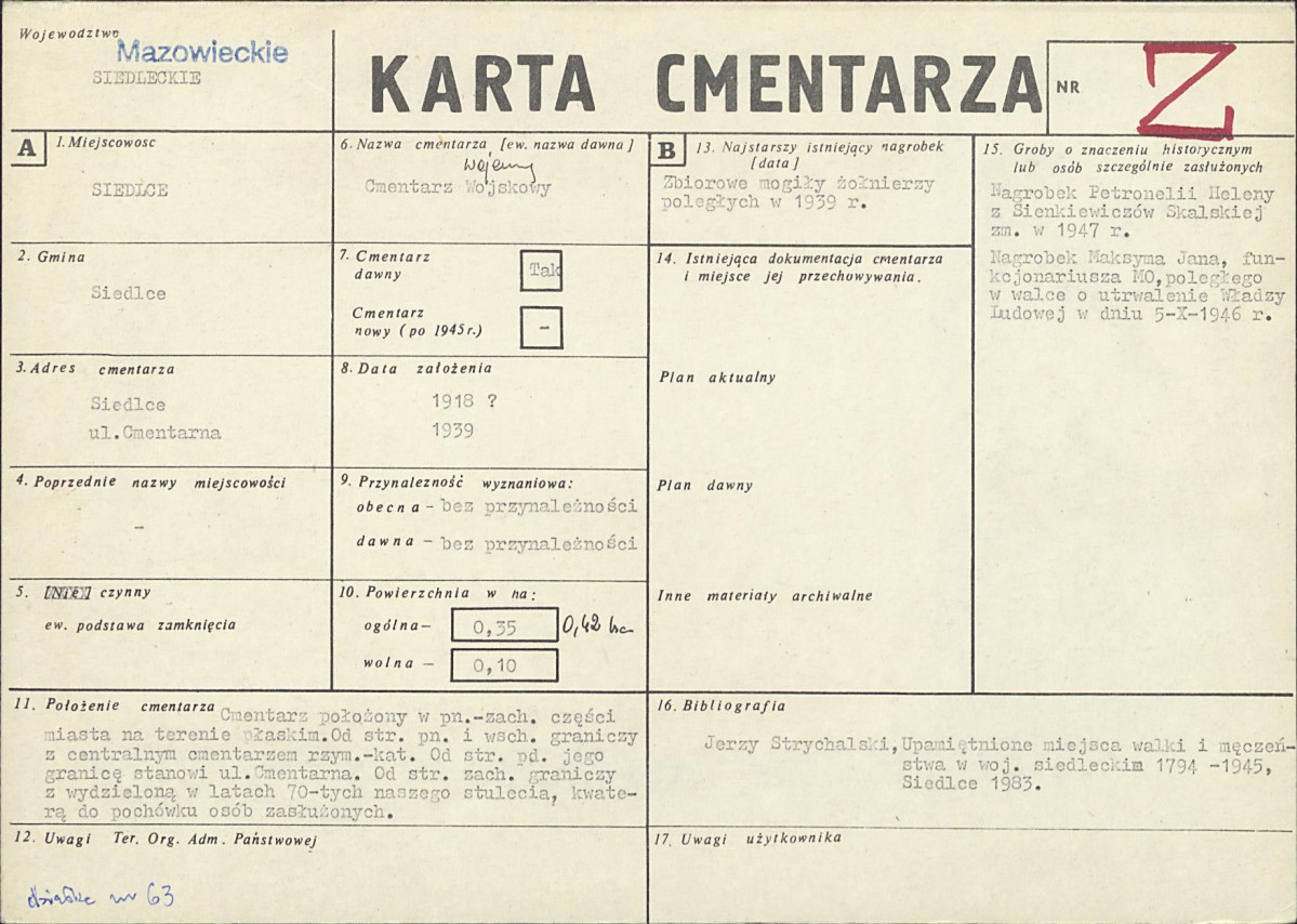 KC - Karta cmentarza, skan nr 1