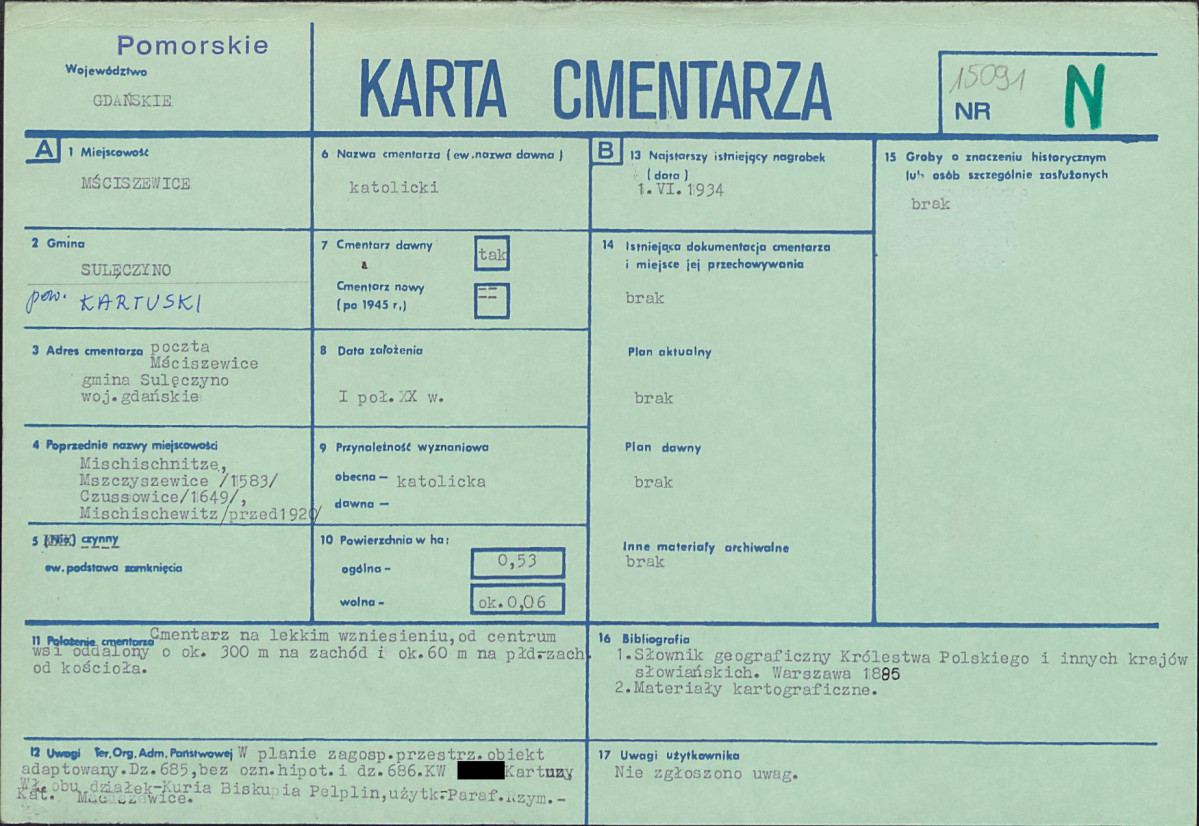 KC - Karta cmentarza, skan nr 1