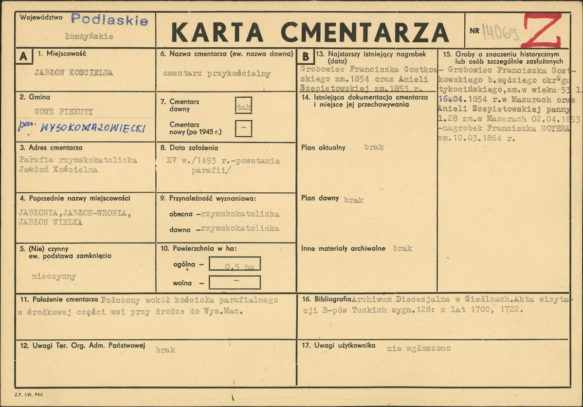Karta cmentarza, skan nr 1