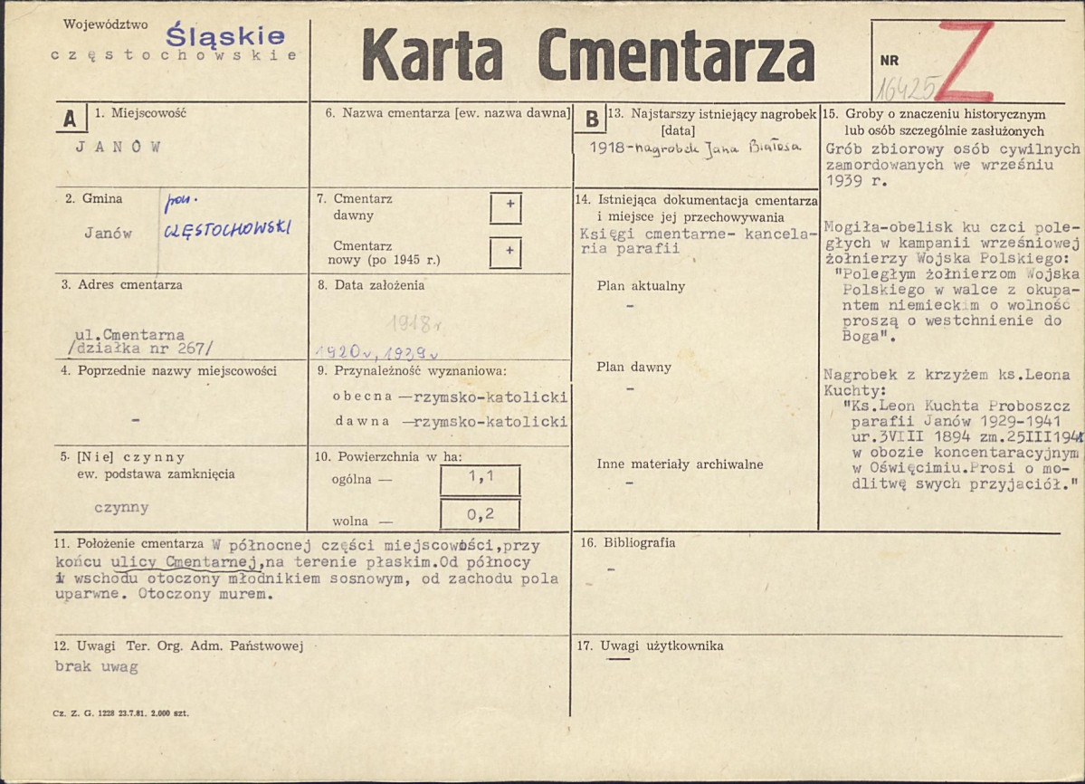 Karta cmentarza, skan nr 1