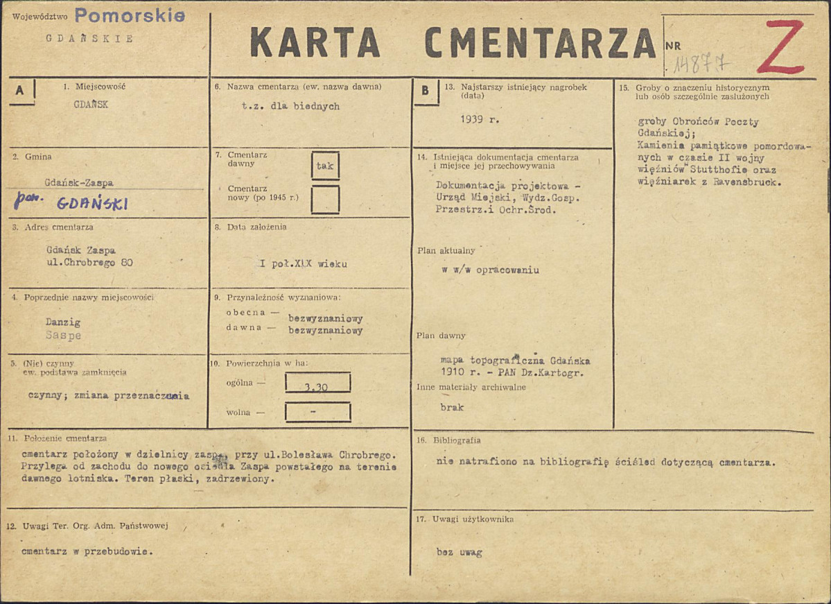 KC - Karta cmentarza, skan nr 1