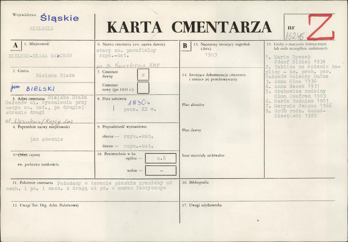 Karta cmentarza, skan nr 1