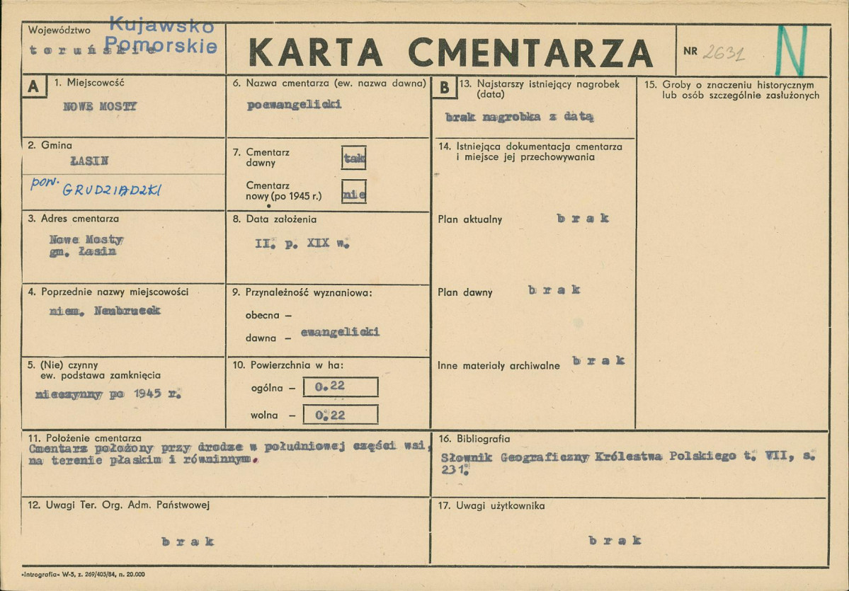 KC - Karta cmentarza, skan nr 1
