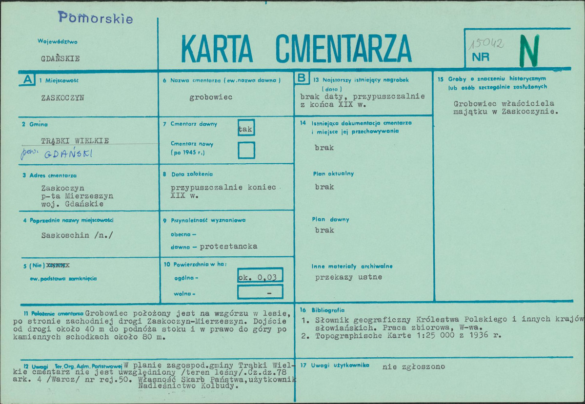 KC - Karta cmentarza, skan nr 1