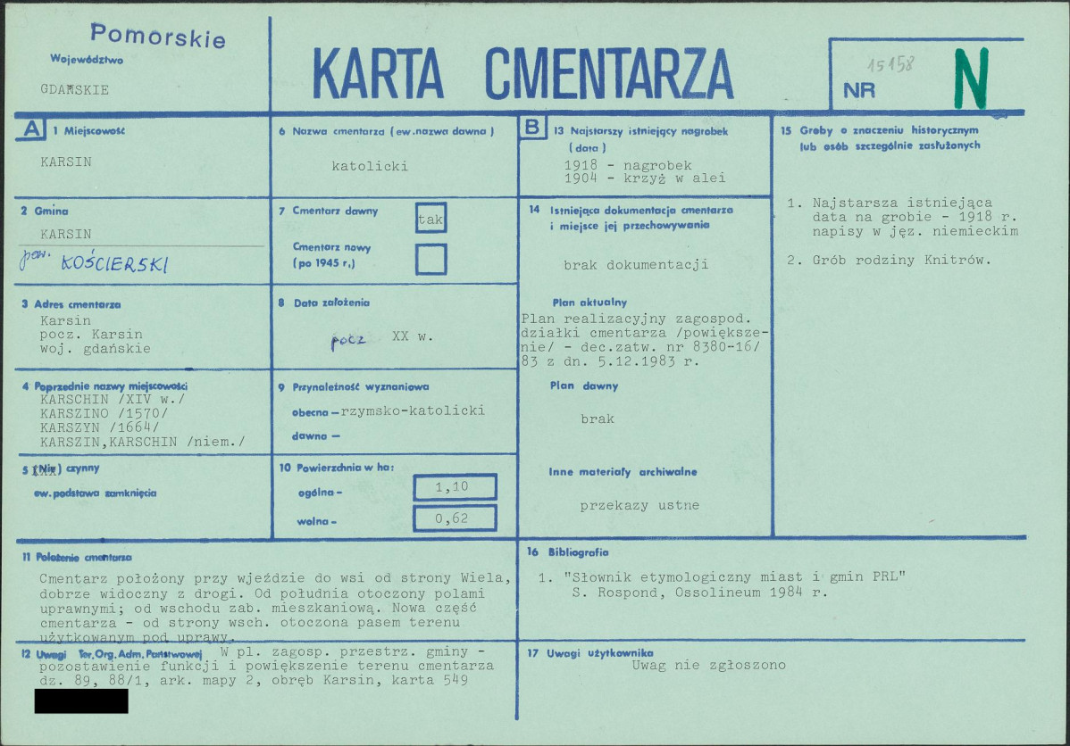 KC - Karta cmentarza, skan nr 1