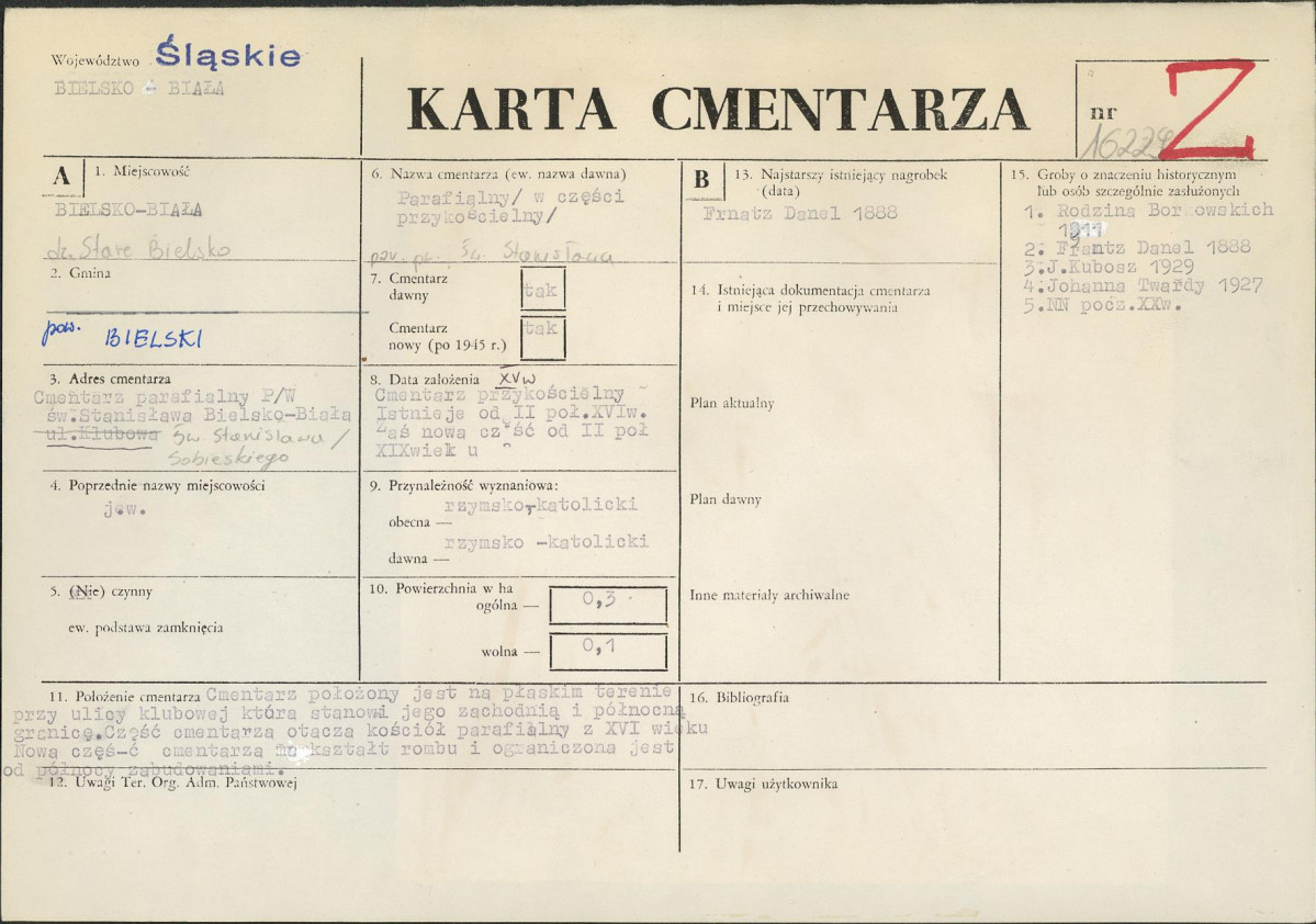 Karta cmentarza, skan nr 1