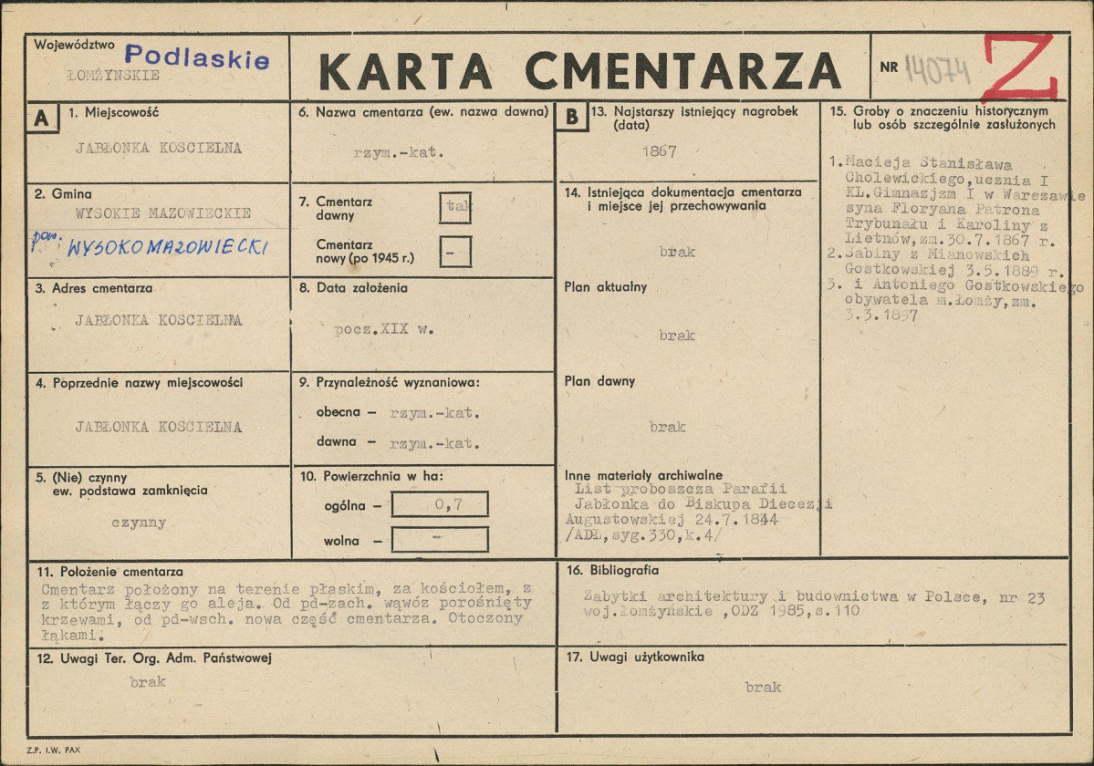 Karta cmentarza, skan nr 1