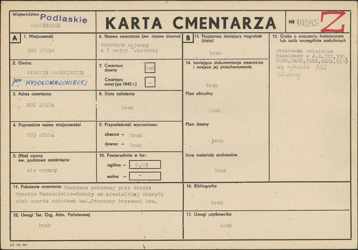 Karta cmentarza, skan nr 1