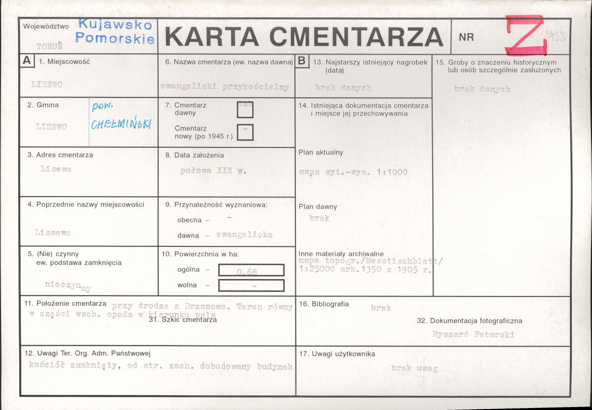 KC - Karta cmentarza, skan nr 1