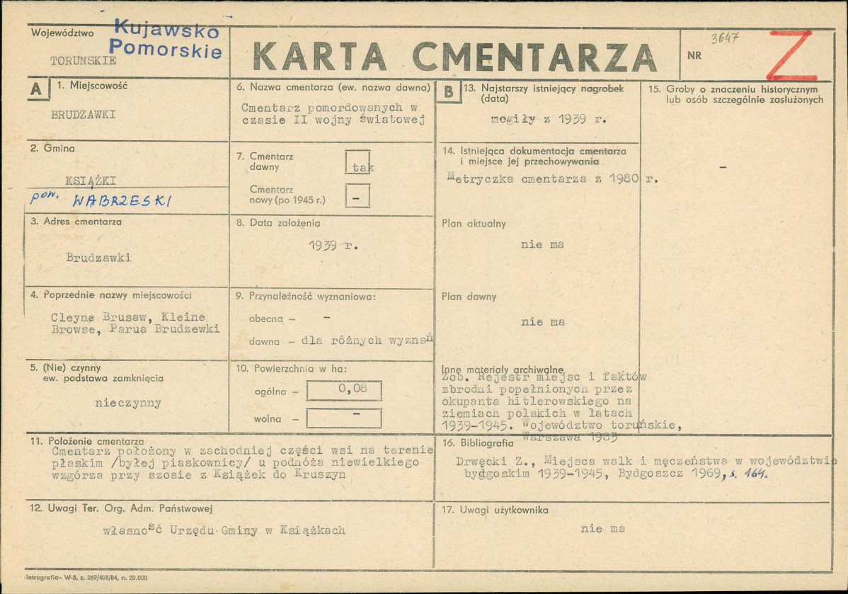 KC - Karta cmentarza, skan nr 1
