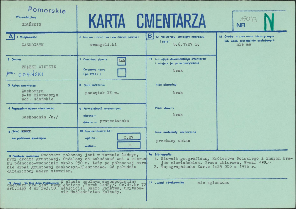 KC - Karta cmentarza, skan nr 1