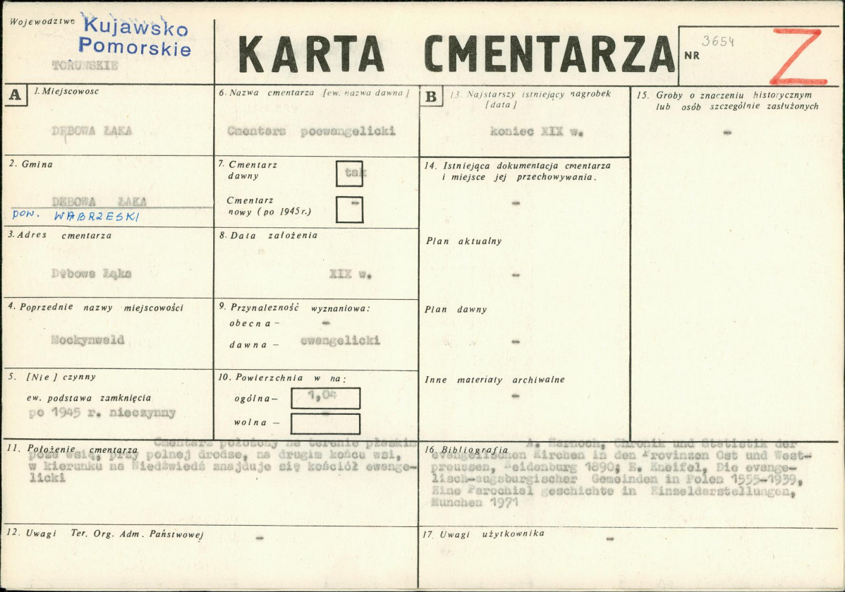 KC - Karta cmentarza, skan nr 1