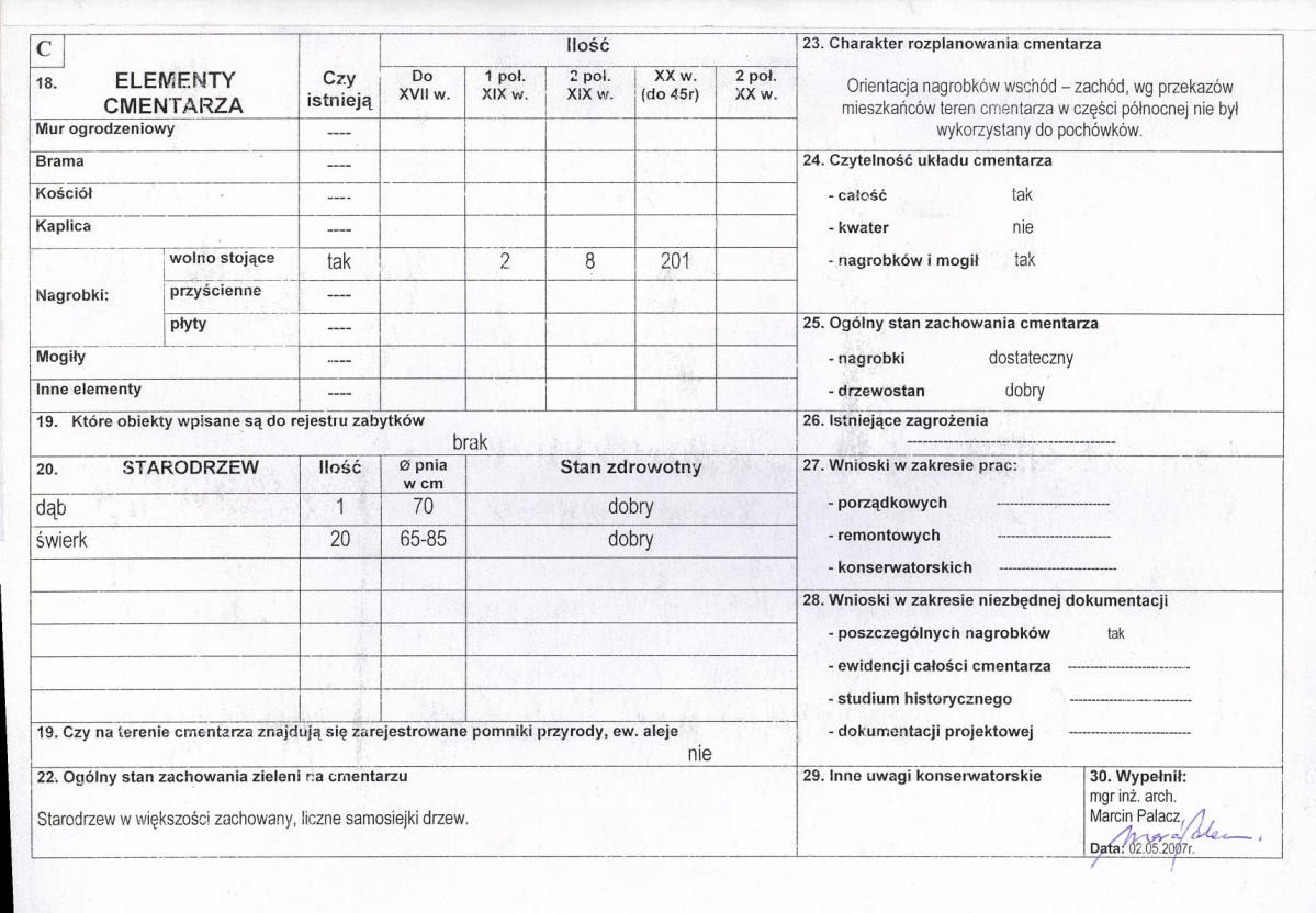 Karta cmentarza, skan nr 2
