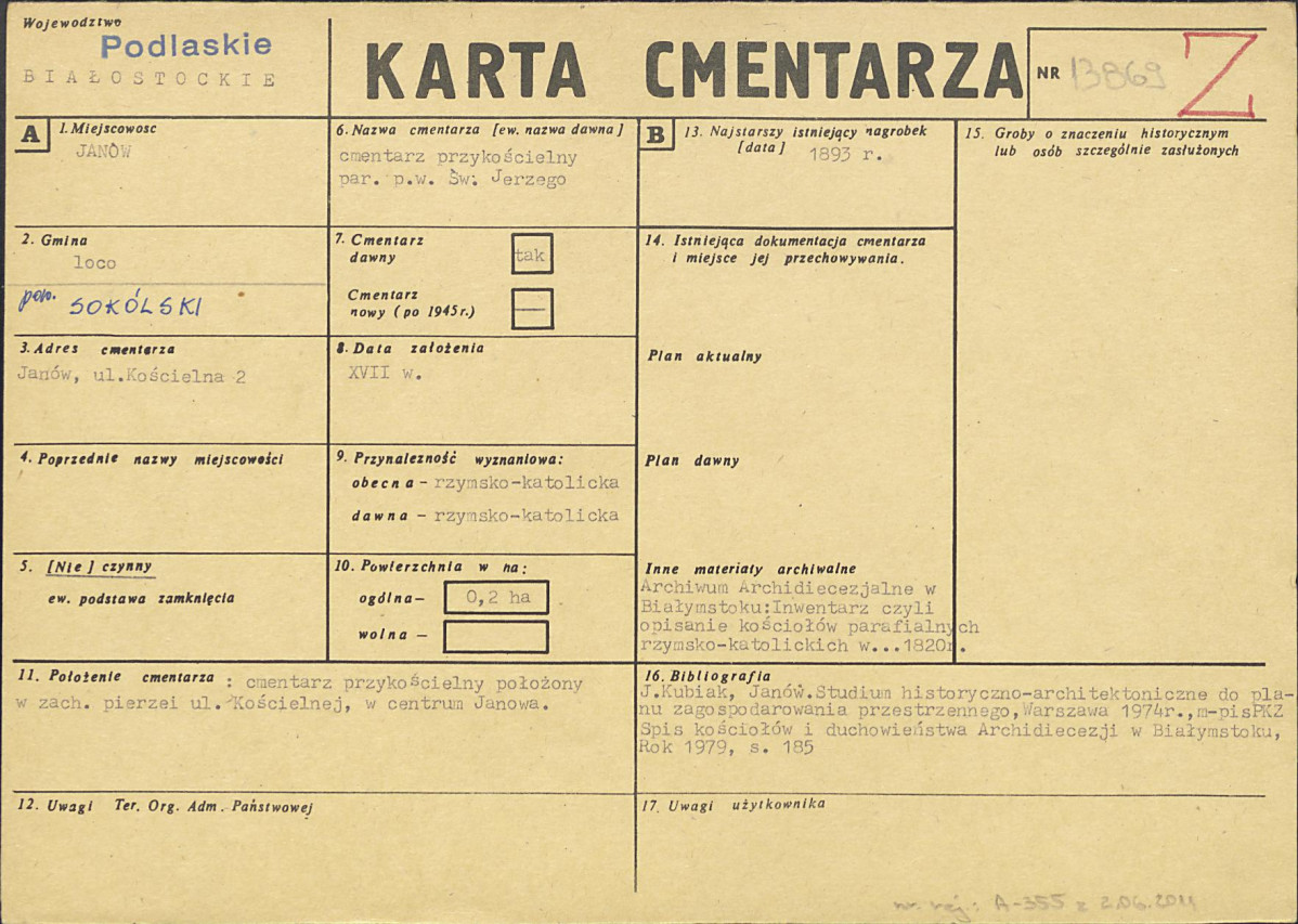 Karta cmentarza, skan nr 1