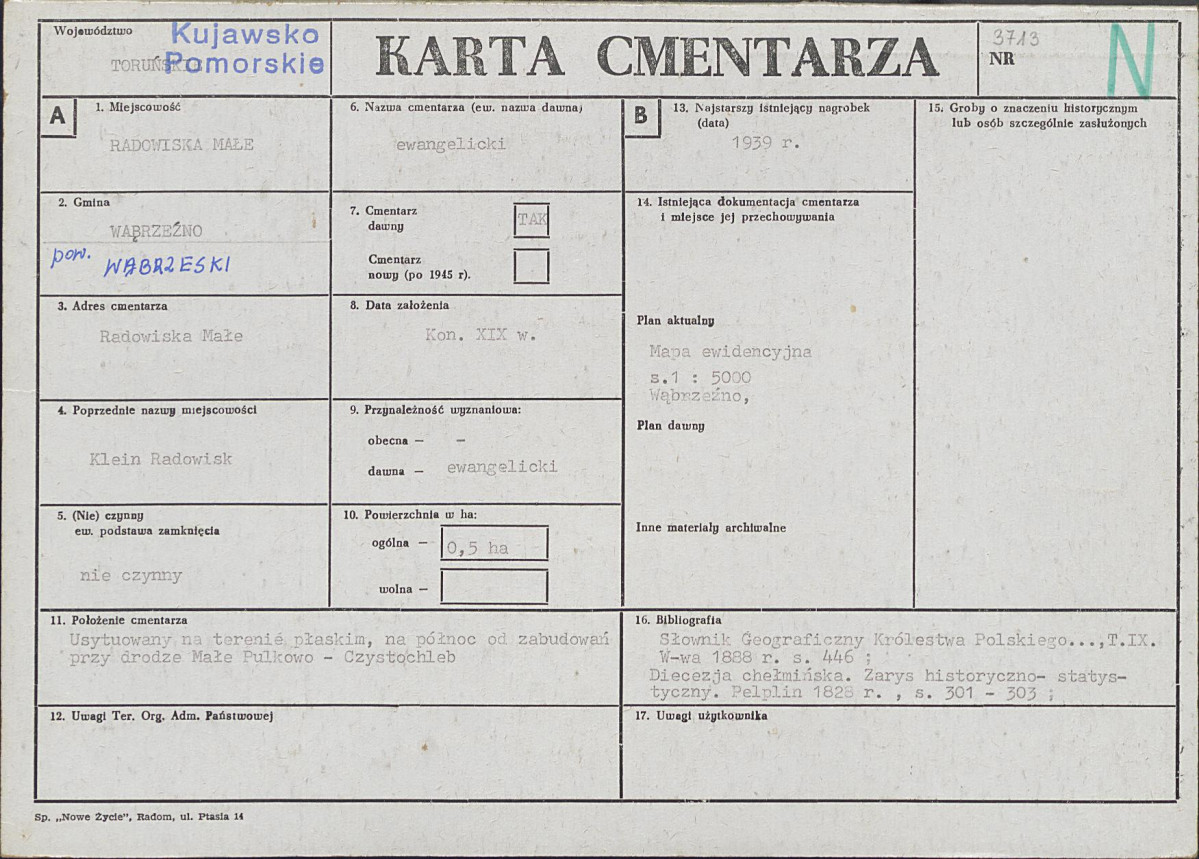 KC - Karta cmentarza, skan nr 1