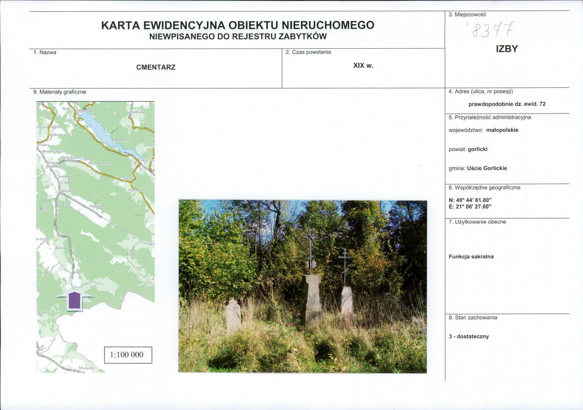 Karta obiektu niewpisanego do rejestru, skan nr 1