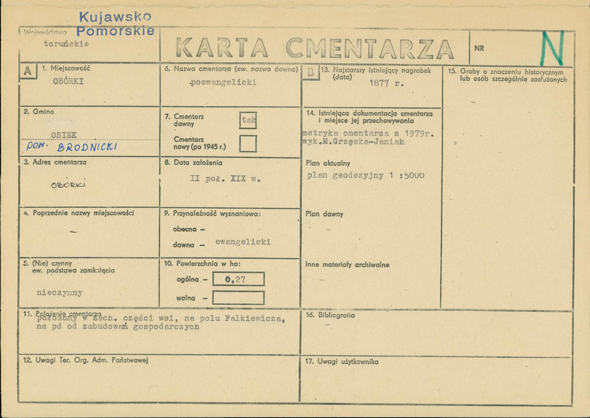 KC - Karta cmentarza, skan nr 1