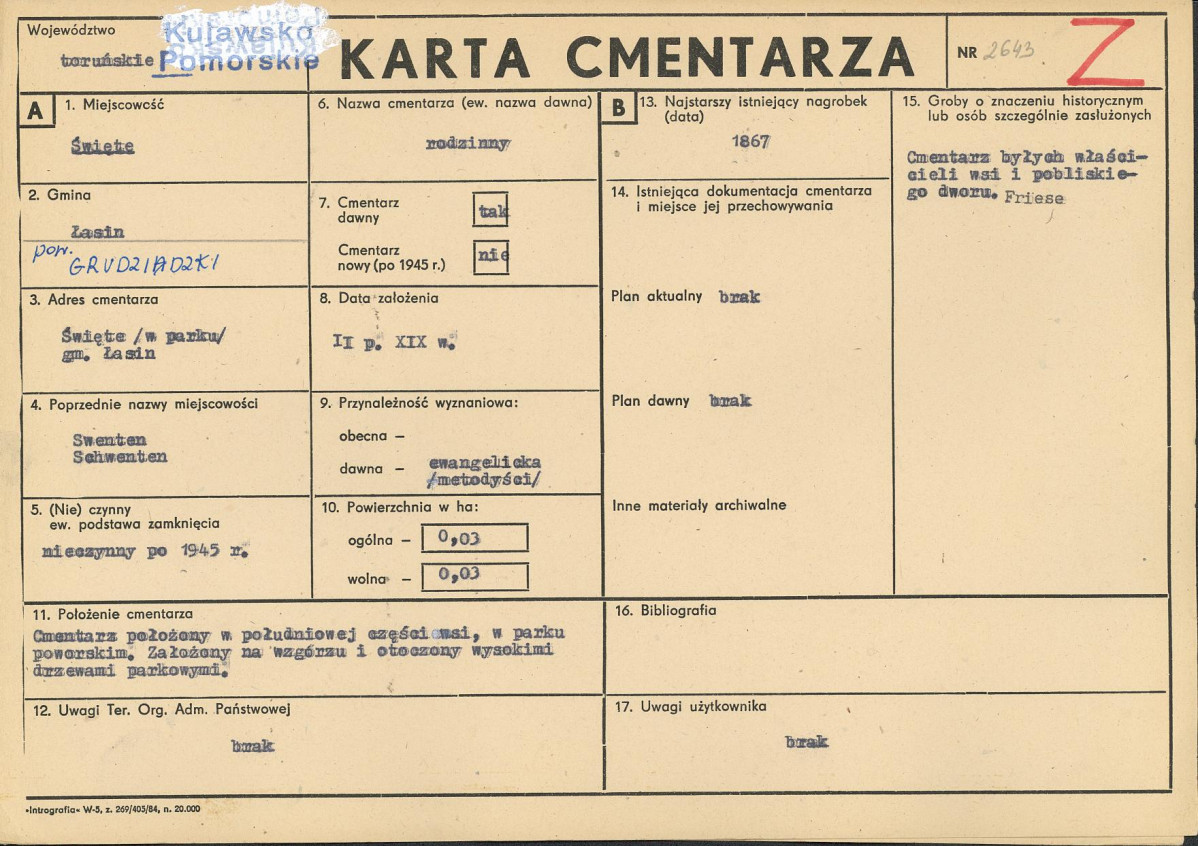 KC - Karta cmentarza, skan nr 1