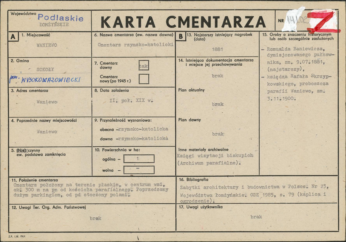 Karta cmentarza, skan nr 1