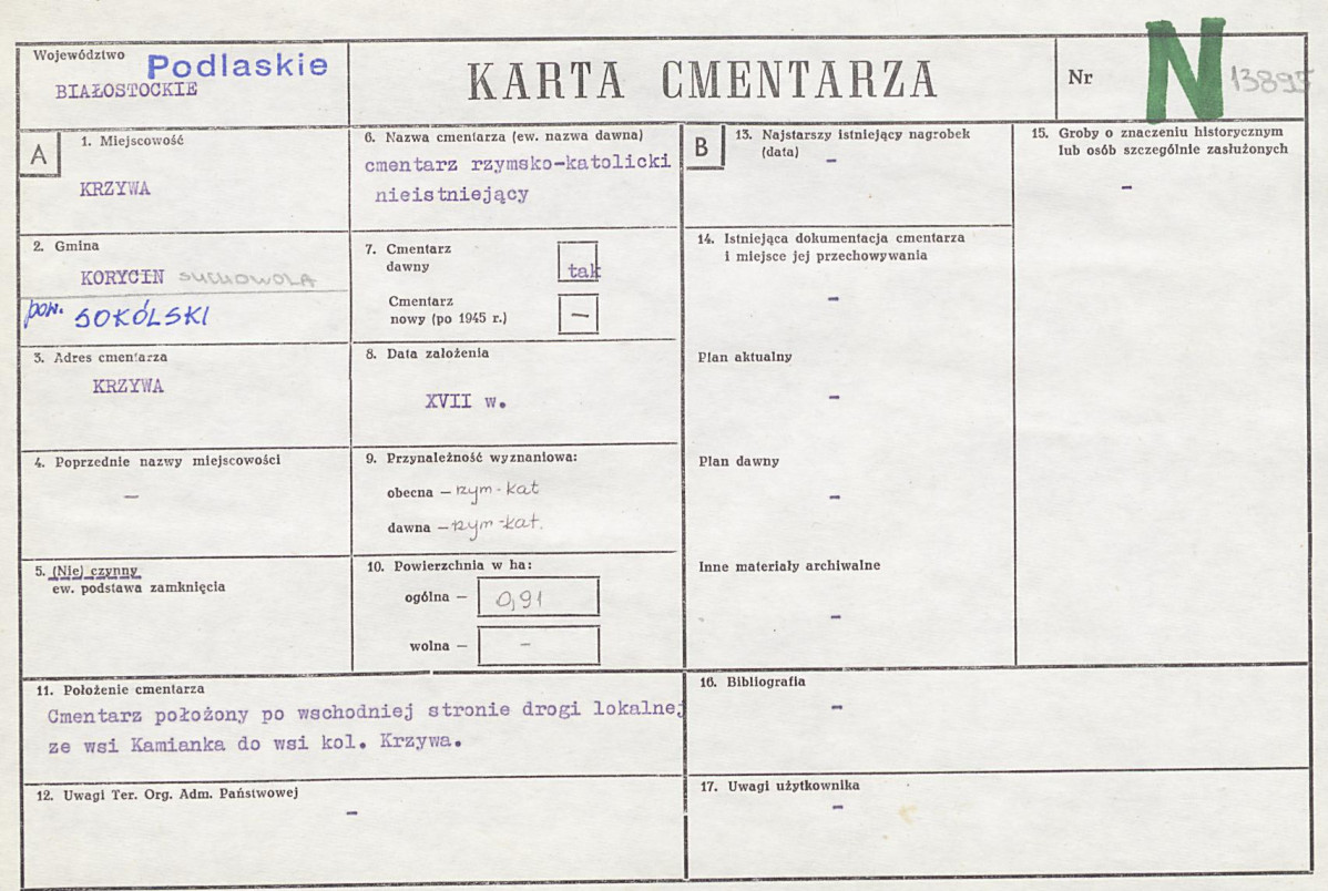 KC - Karta cmentarza, skan nr 1