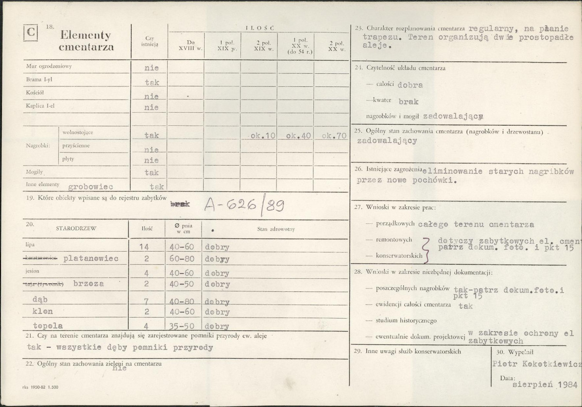 Karta cmentarza, skan nr 2