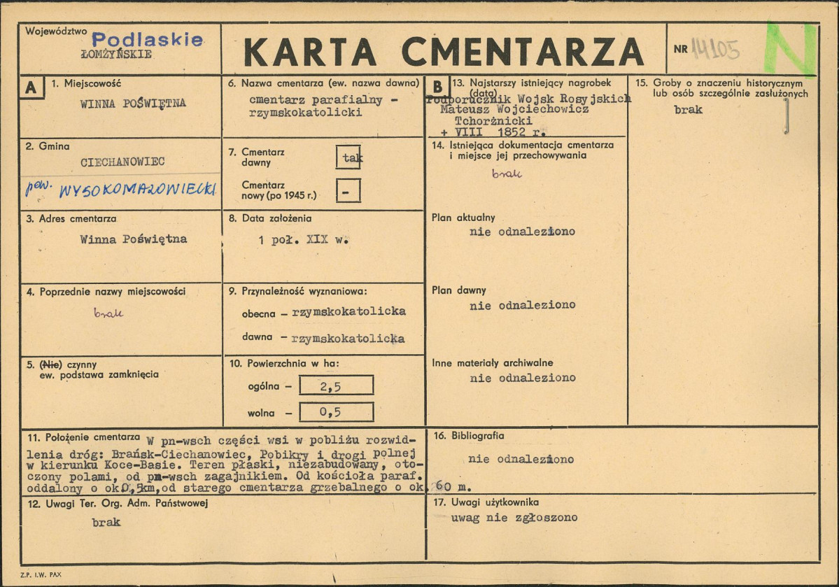 Karta cmentarza, skan nr 1