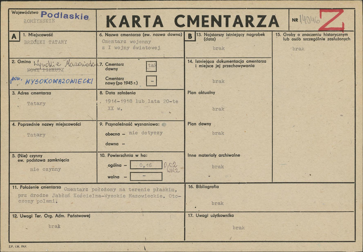 Karta cmentarza, skan nr 1