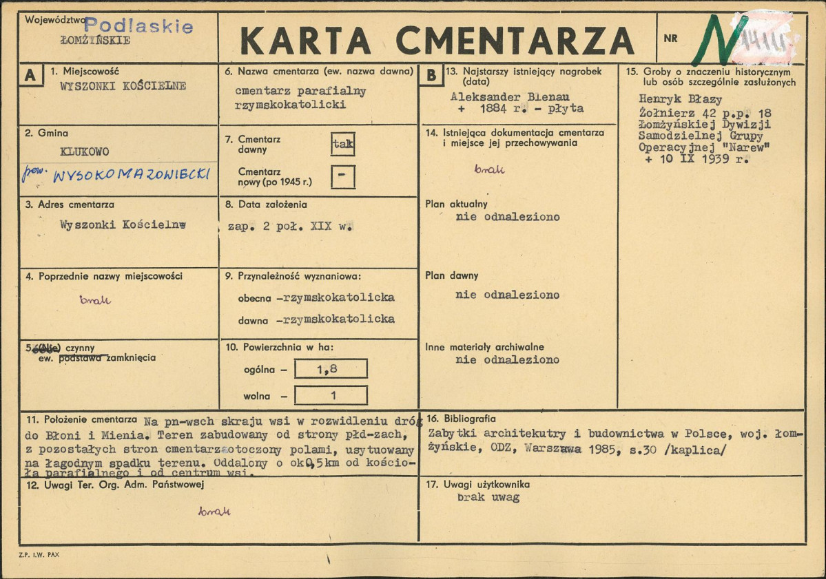 Karta cmentarza, skan nr 1
