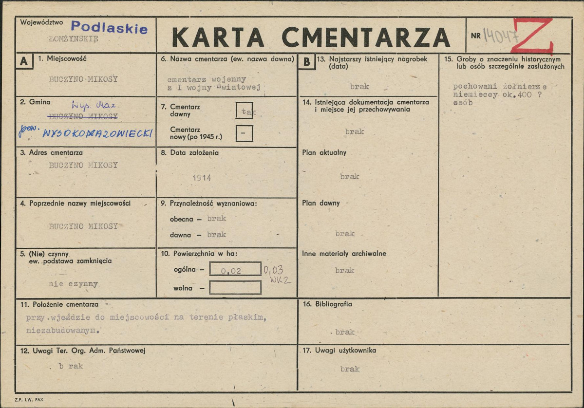 Karta cmentarza, skan nr 1