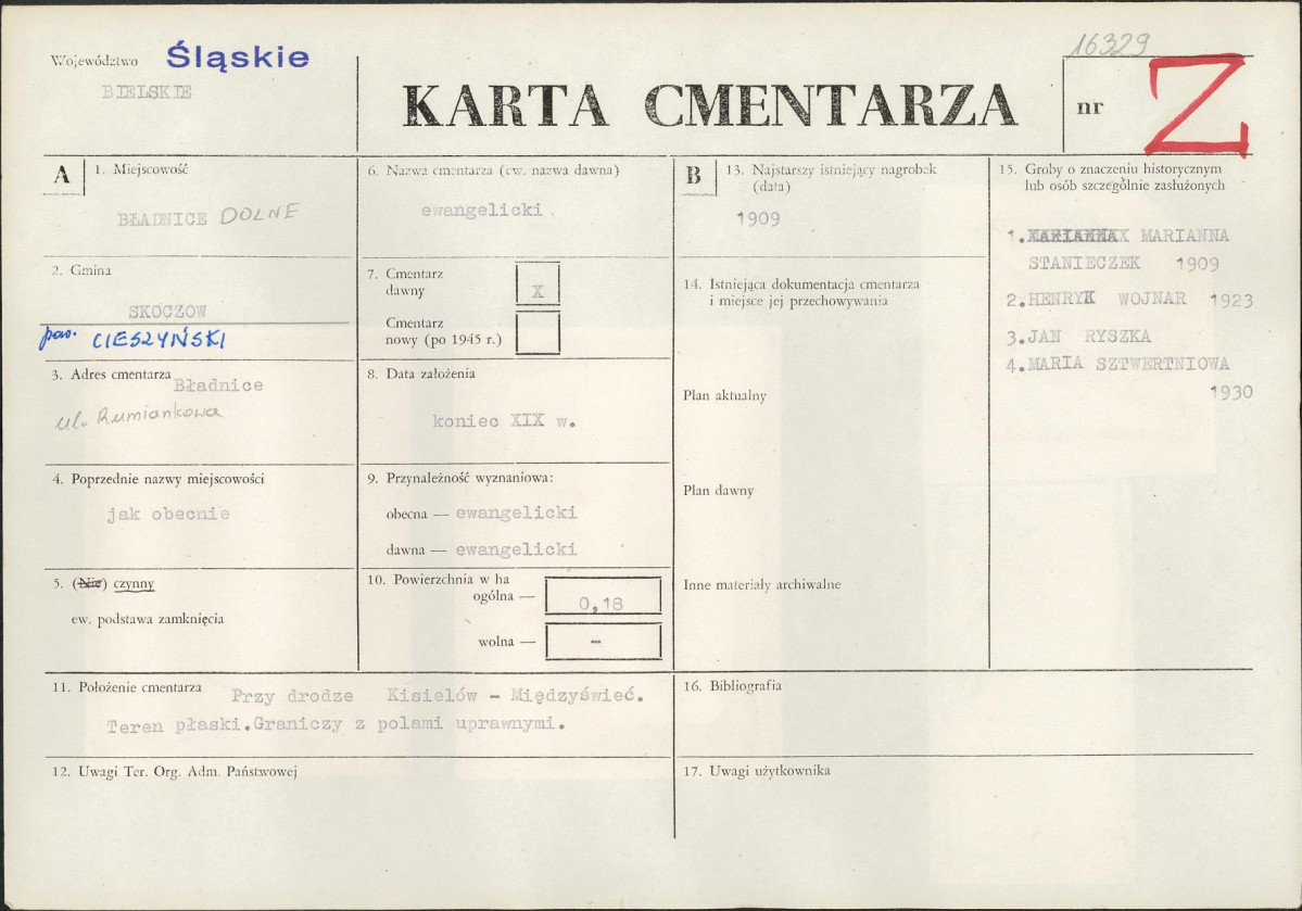 Karta cmentarza, skan nr 1