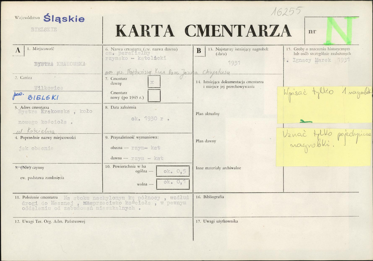 Karta cmentarza, skan nr 1