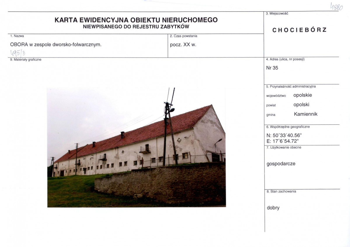 KEZN - Karta obiektu niewpisanego do rejestru, skan nr 1