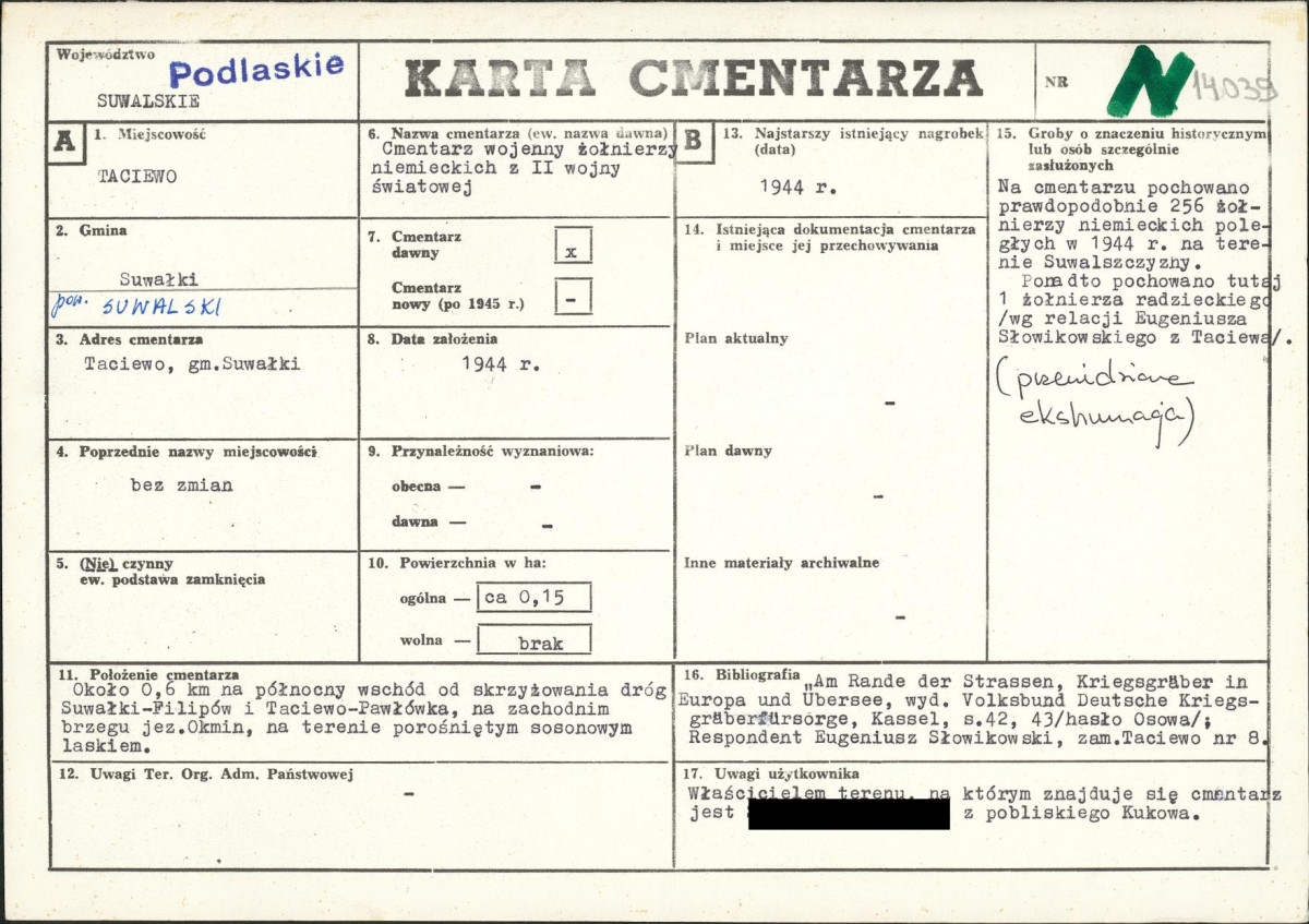 KC - Karta cmentarza, skan nr 1