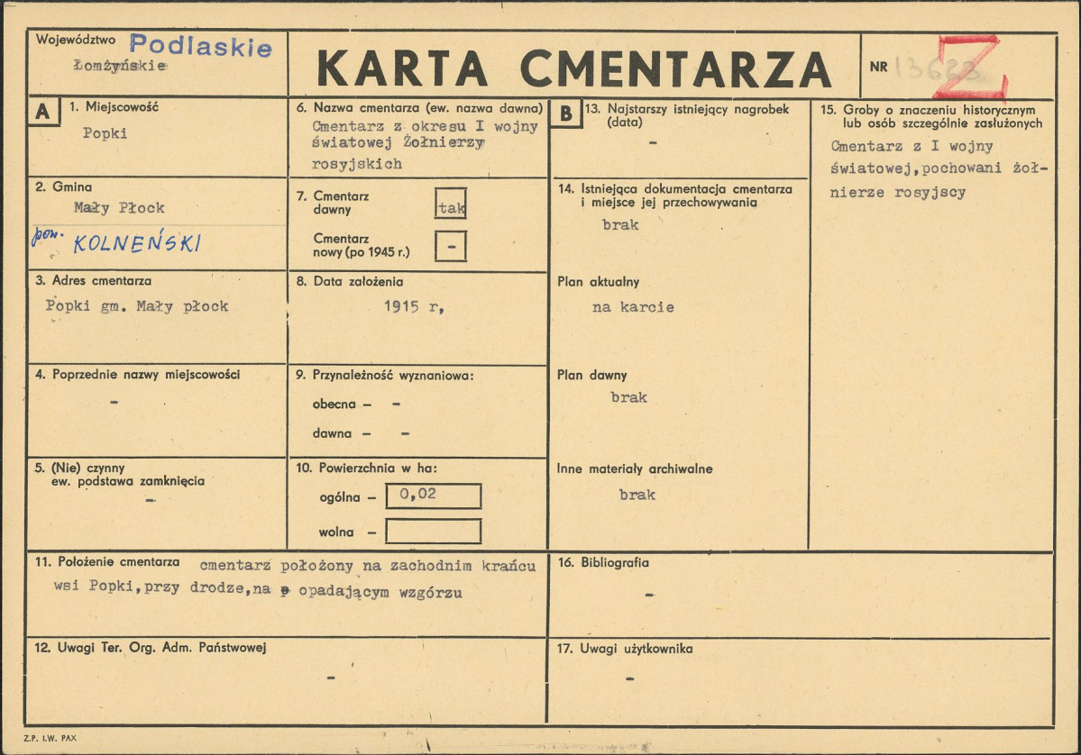 Karta cmentarza, skan nr 1